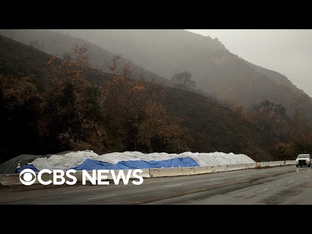 Evacuation warnings issued for Los Angeles wildfire burn areas amid mudslide threat