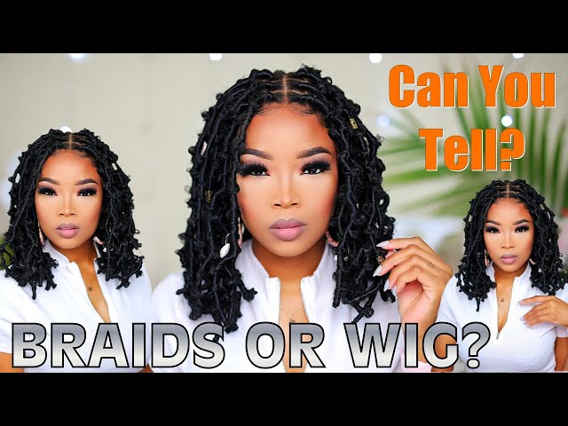 Butterfly Locs on Natural 4c Hair feat. Neat And Sleek Lace Wig