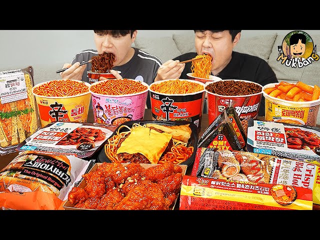 ASMR MUKBANG convenience store store, FIRE Noodle, HOT DOG, GIMBAP, Tteokbokki EATING SOUND !