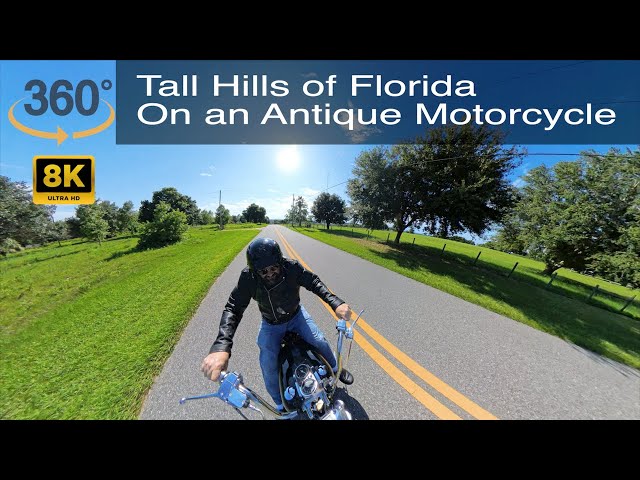 360 8K Ride through the only tall hills of Florida on an antique Harley FXS to the tallest peak.