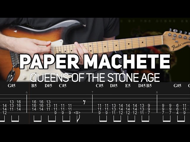 Queens Of The Stone Age - Paper Machete (Guitar lesson with TAB)