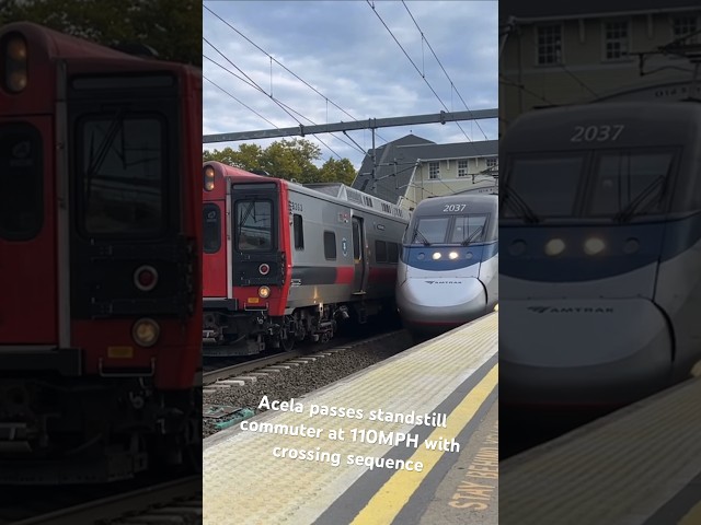 Acela passes commuter train at 110MPH! #amtrak #acela #train #highspeed #highspeedtrain