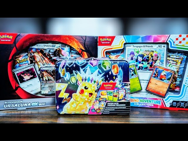 Unboxing NEW Pokemon Products: Pikachu Chest, Ursaluna EX, and Grand Adventure Box!