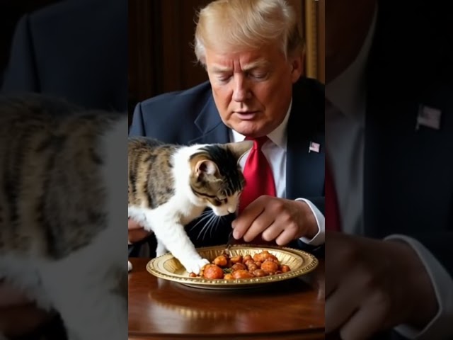 Donald Trump’s Cat Eats in a Gold Plate Like Royalty! 🐱✨