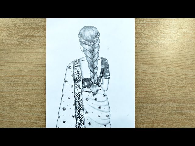 How to Draw a Girl Wearing Saree || Easy Pencil Sketch for Beginners