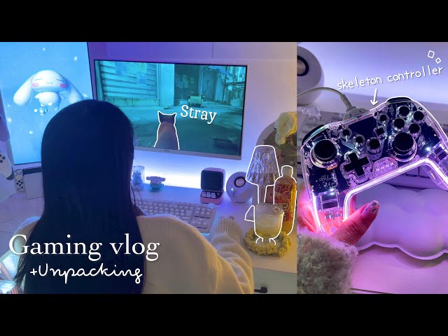 Gaming vlog｜Playing Stray🐈🎮Skeleton controller unboxing｜Super Mario Wonder