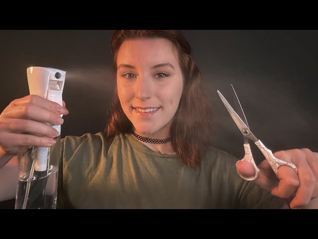 ASMR Fast and Aggressive Haircut | scalp massage, scissor sounds + measuring