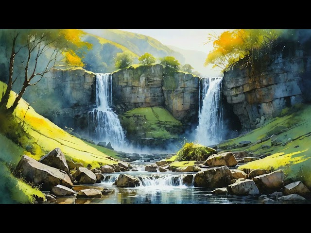 Static TV Art | Majestic Waterfalls | 4K HD Painting | No sound