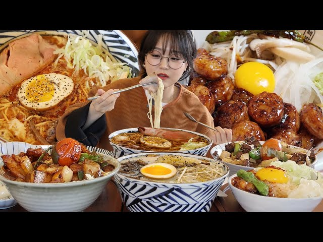 Beef Rice Bowl & Tonkotsu Ramen🍚🍜Mukbang ASMR