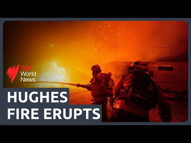 Thousands evacuated as new huge Hughes fire rips through southern California