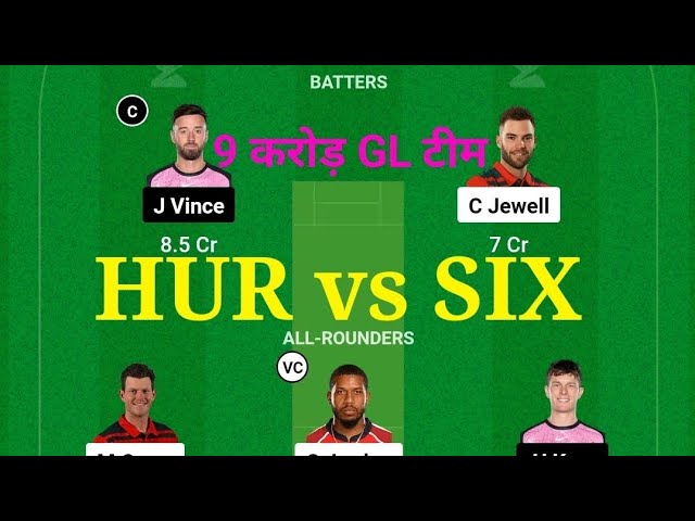 HUR vs SIX dream11 team Hur vs six dream11 prediction bbl match dream11 team mega gl team