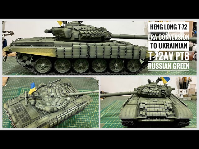 NEW RC Tank Heng Long T-72 ERA modified to Ukrainian T-72AV Pt8 airbrushing Russian Green/B&W #howto