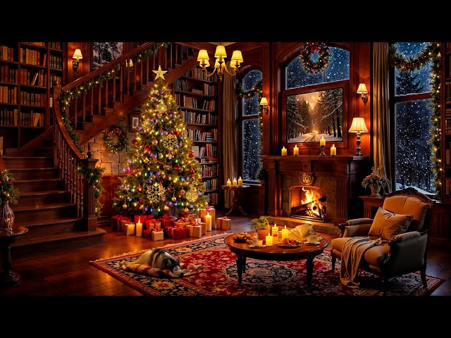 Christmas Jazz Instrumental & Fireplace Sounds🎄Jazz Music in Cozy Christmas Ambience to Work, Study