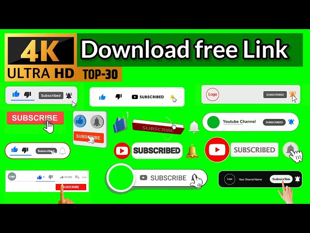 Top 30 | No Copyright, Green Screen Animated Subscribe Button | 100% Free Download