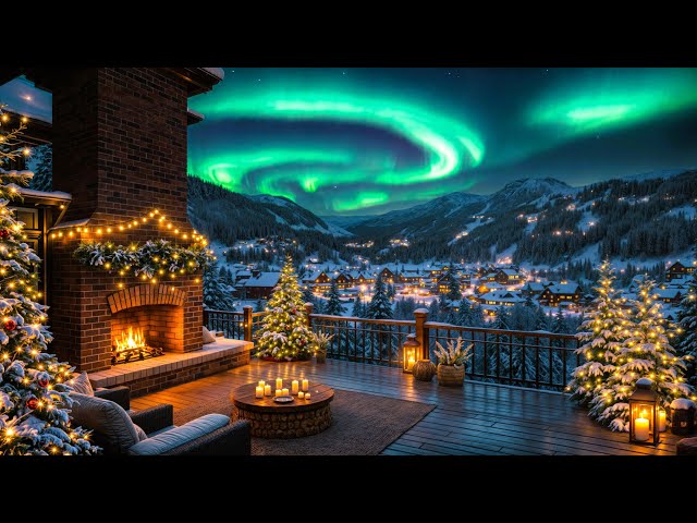 Relaxing Christmas Music 🎄 Chill Ambient with Cozy Fireplace Crackling Sounds ❄️