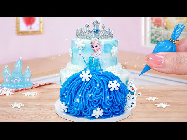 Disney Frozen ELSA Cake❄️Beautiful Miniature Elsa & Olaf Disney Princess Cake Decorating Tutorial