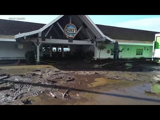 Major cleanup continues after iconic Duke's restaurant in Malibu gets inundated with mud