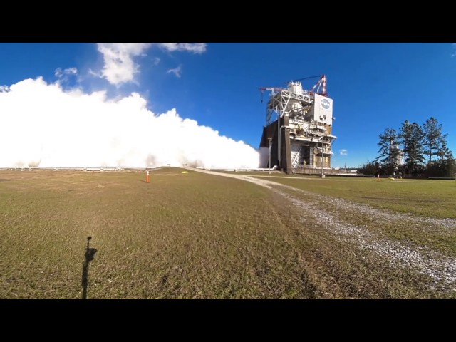 Smoke and Fire with a 360 View of RS-25 Engine Test