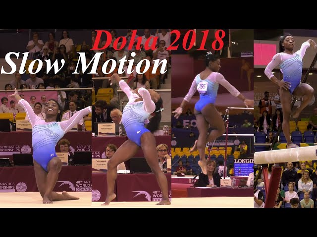 Simone Biles Slow Motion Doha 2018 Artistic Gymnastics World Championships Women's All Around 120fps