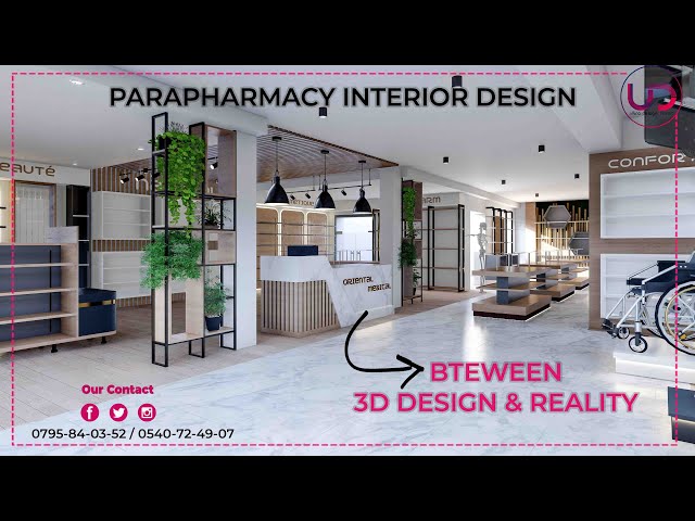 Aménagement parapharmacie avec un design modern 2023 "de la 3D à la réalisation"