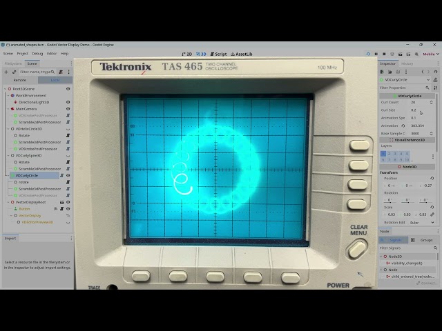 Godot Game Engine Rendering to an Oscilloscope