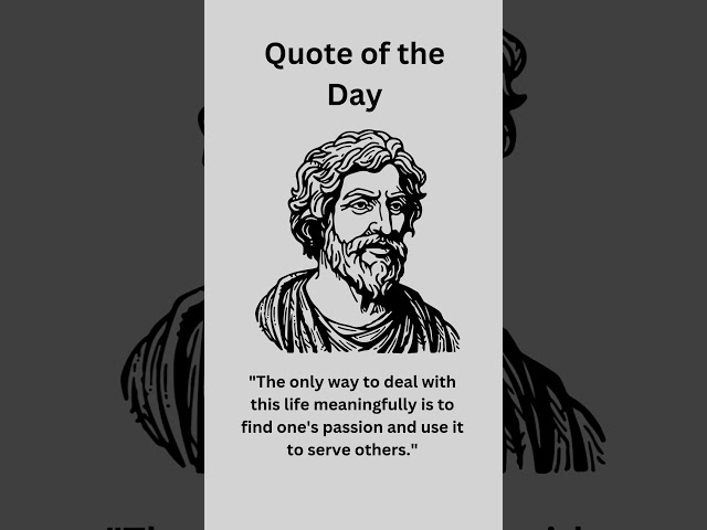 Stoic Quote:  The only way to deal with this life meaningfully is to find one's passion and use it