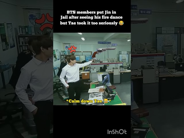 BTS members put Jin in Jail after watching his fire dance moves 😂  #shorts #jin #dancing #fire #bts