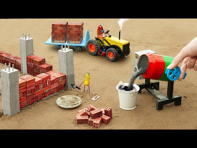 diy mini concrete lifting machine making bricks house science project |mini tractor ‪@MiniCreative1‬