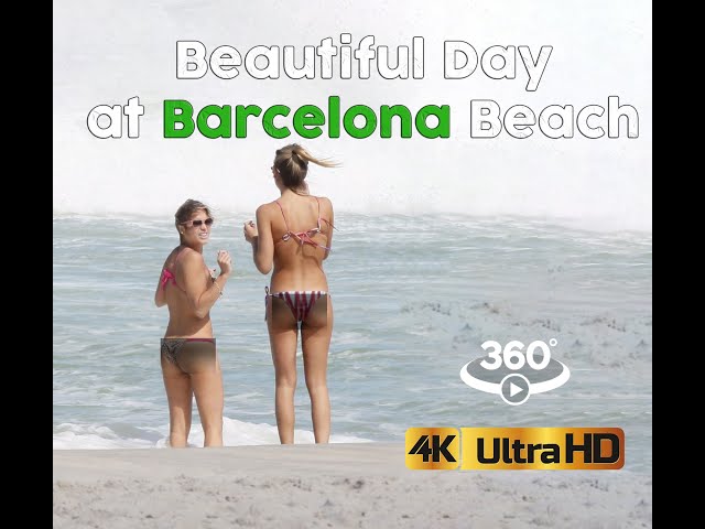 🇪🇸 Virtual Walk at BARCELONA Beach in Spain with Chill Music #VR #4K #video360