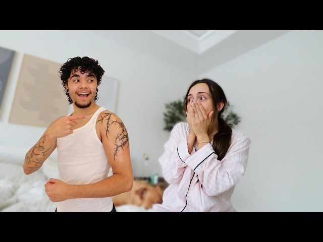 SURPRISING MY FIANCEE WITH MY NEW TATTOO.. *she had no clue i was doing this*