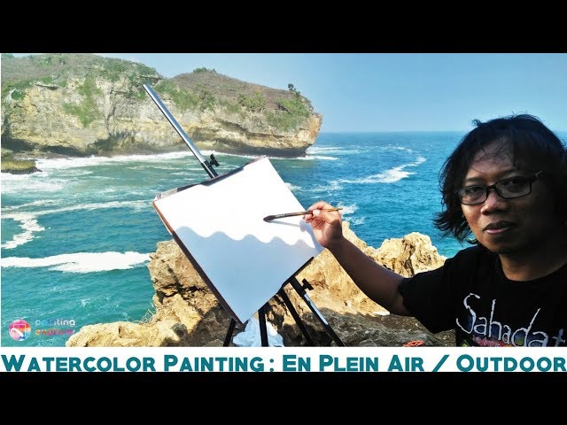 En Plein Air (outdoor/on the spot painting) Praktek Melukis di Pantai Karang (Coral Beach)