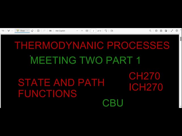 PHYSICAL CHEMISTRY MEETING TWO CH270 CBU