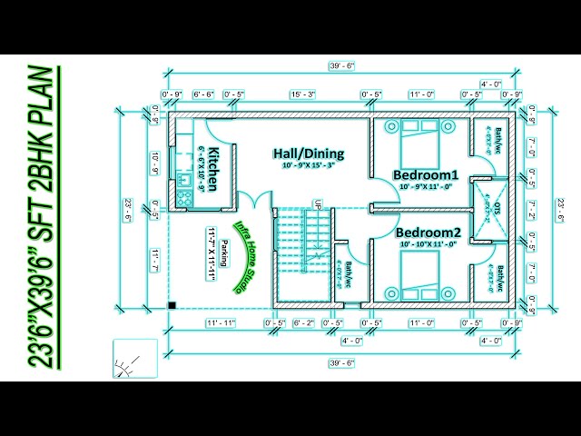 👉 2BHK House Plan | 25x40 Sq. Ft. | East-Facing Vastu Home Design with Parking