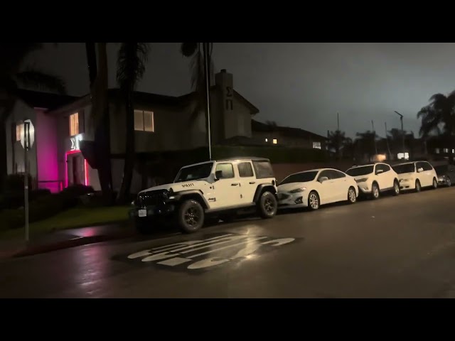 rainy night walk through isla vista