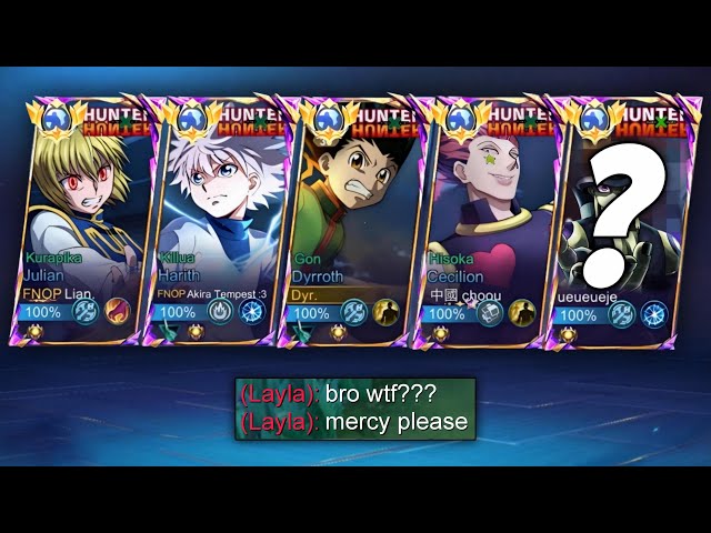 MLBB 5 MAN HUNTER X HUNTER SKIN !! ENEMY WANT TO DESTROY US 🥶 - MLBB