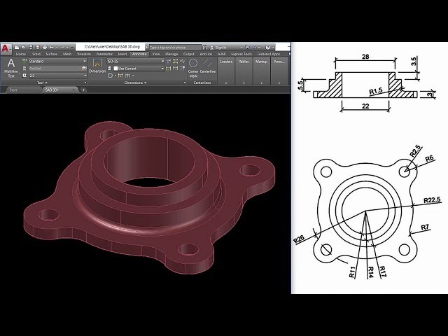 AutoCAD Mechanical Modeling and Visualization - PART1 | Create a Coupling Using AutoCAD