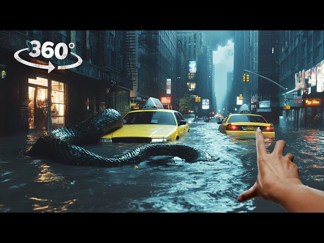 360° Action: Survive Giant Snakes & City Flood Disaster! VR 360 Video 4K Ultra HD