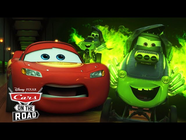 Ghost Cars Chase Lightning McQueen in Cars on the Road | Pixar Cars