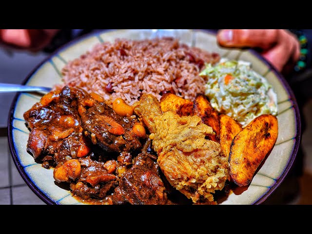 COOKING JAMAICAN FOOD FOR MY FILIPINO FRIEND FOR THE FIRST TIME|Oxtail Rice & Peas Fry Chicken |Slaw