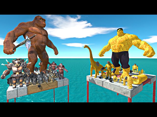 Mutant Primates Army Falling and Fight Honey Hulk + Honey Units Team -Animal Revolt Battle Simulator