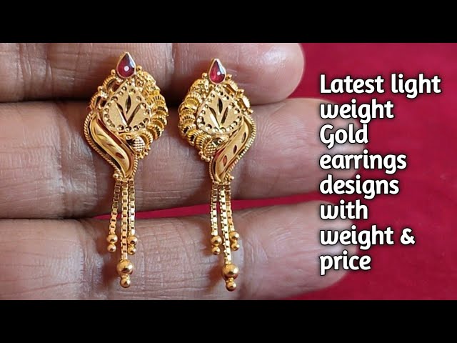 light weight Gold earrings designs with weight and price//@saijewellerssj16