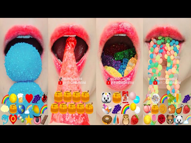 ASMR EMOJI FOOD 2x sped up dessert for relaxing sleep mukbang eating sounds