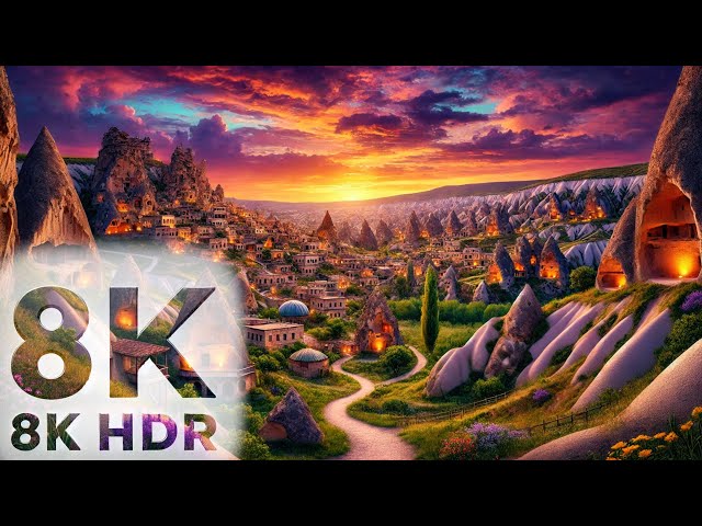 🌅 8K HDR Sunset Over Cappadocia | Relaxing Nature and Scenic Views 🌅