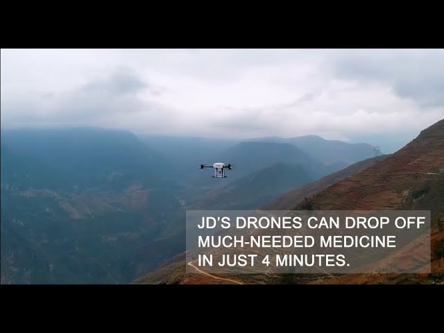 JD Drones Deliver Aid to Village in the Mountains