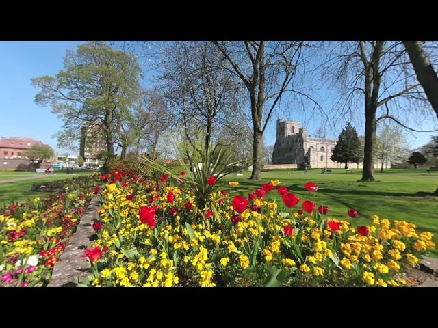 VR 180 3D Static view Dunstable Priory and flower bed