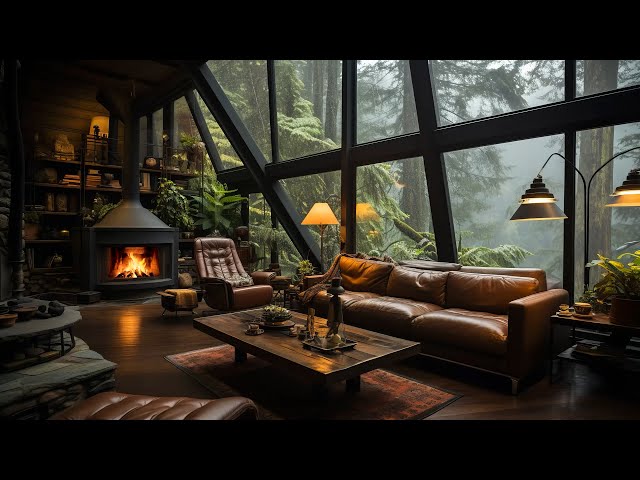 Relaxing Jazz Instrumental Music at Cozy Living Room on Rainy Day 🌧️ Smooth Piano Jazz For Unwind