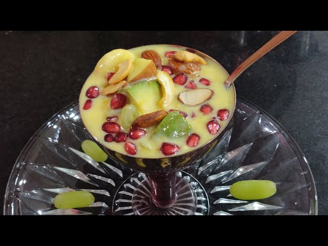 Summer special healthy FRUIT CUSTARD recipe in telugu with Eng Subs