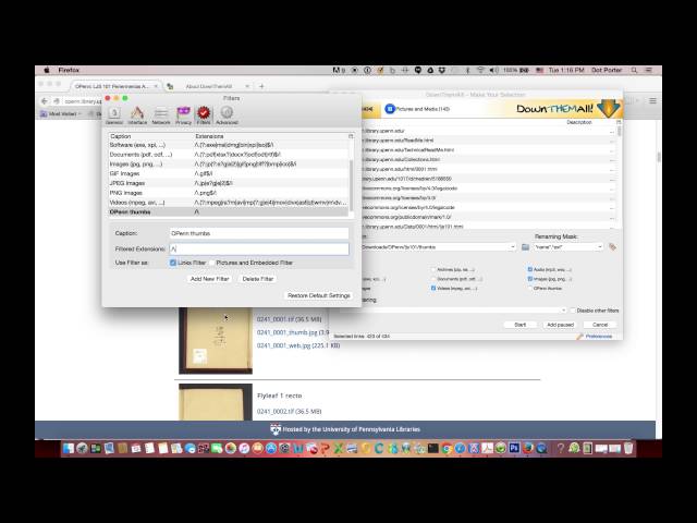 OPenn - How to Use Down Them All to Download Manuscript Images