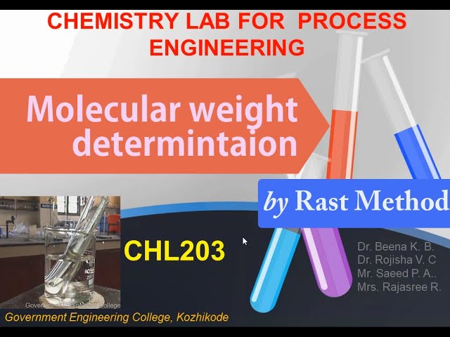 Determination of Molecular weight of substance using Rast Method, Lab for process engineering CHL203