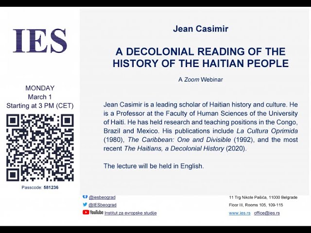 Jean Casimir: “A Decolonial Reading of the History of the Haitian People 1697-1915”